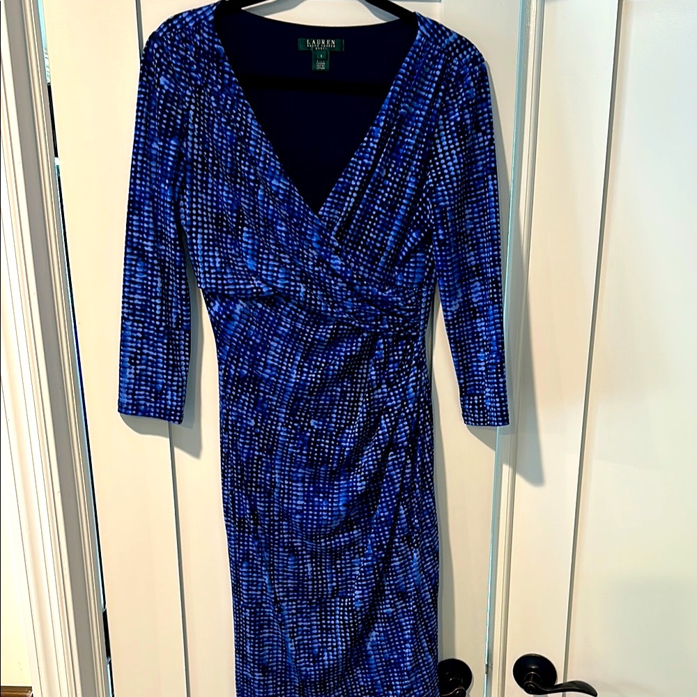 Ralph Lauren Stretch Jersey Blue Wrap Dress size 8